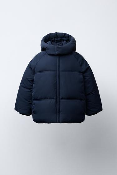 Zara Стеганая куртка с капюшоном WATER REPELLENT купить с доставкой.