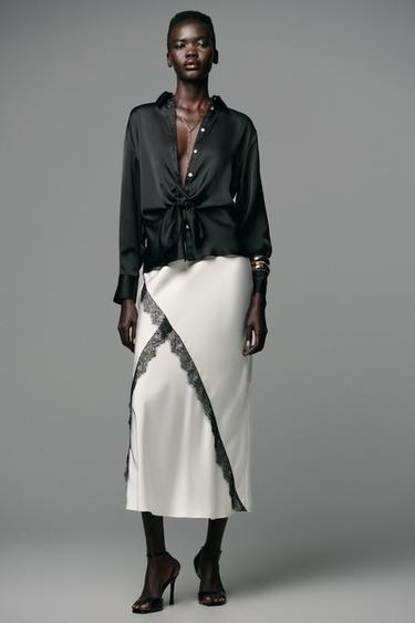 Zara Атласная рубашка с узлом