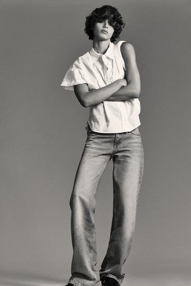 Zara Полупрозрачная хлопковая рубашка