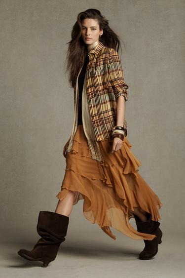 Zara Рубашка в клетку из рами — ZW COLLECTION