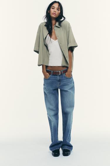 Zara Рубашка из струящейся ткани с короткими рукавами