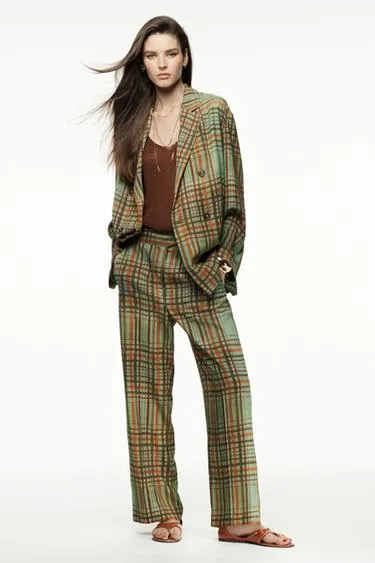 Укороченные клешеные брюки в клетку — ZW COLLECTION