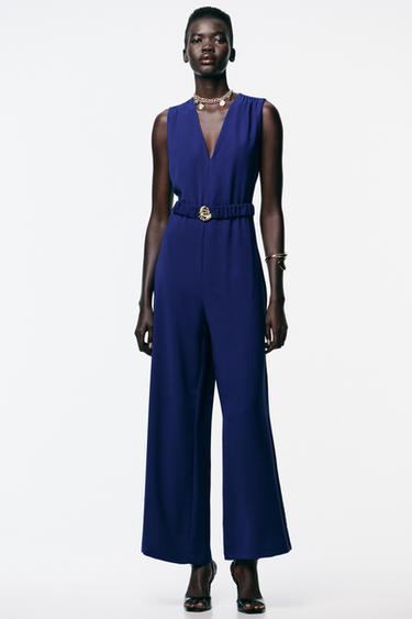 Zara Комбинезон с поясом и фурнитурой купить с доставкой.