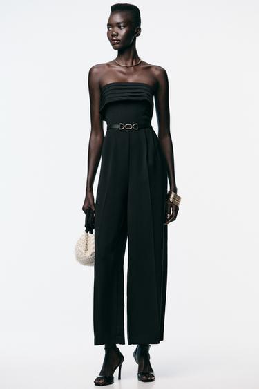 Zara Комбинезон-бюстье из крепа с поясом купить с доставкой.