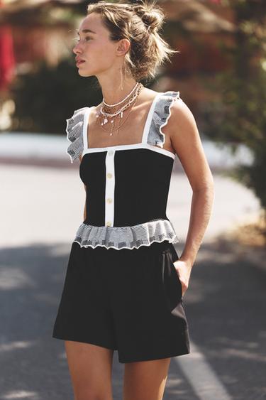 Zara Трикотажный топ в рубчик