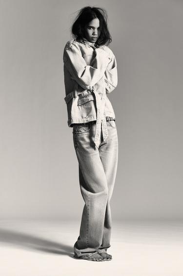 Zara Джинсовая куртка TRF с поясом