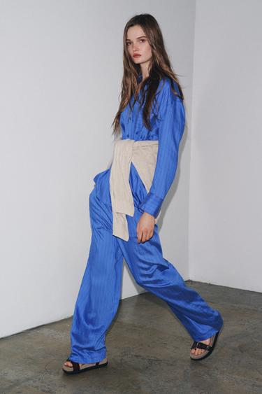 Zara Брюки в пижамном стиле в полоску