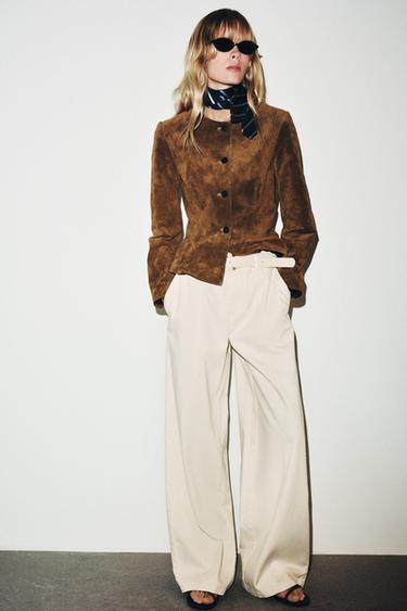 Zara Брюки с широкими штанинами и ремнем