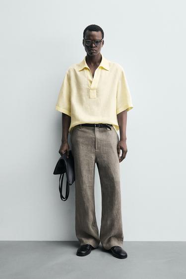 Zara Рубашка-поло из 100% льна