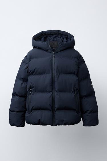 Zara Стеганое пальто с нашивкой WATER REPELLENT