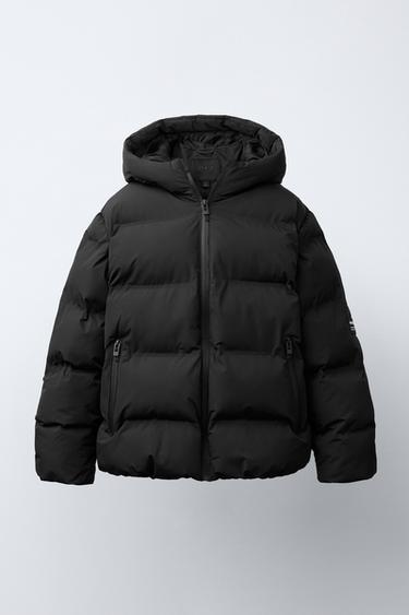 Zara Стеганое пальто с нашивкой WATER REPELLENT