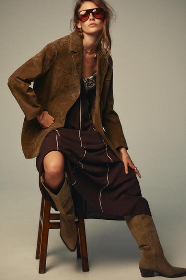 Zara Высокие замшевые ботильоны