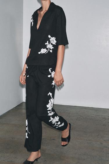 Zara Брюки с вышивкой и бисером — ZW COLLECTION