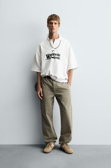 Zara Поло с вышивкой свободного кроя