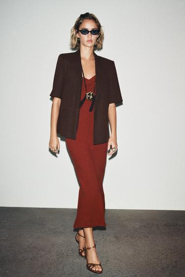 Zara Блейзер из льна с короткими рукавами