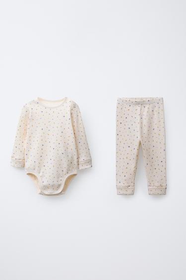 Zara Комплект из боди и легинсов с цветочным принтом