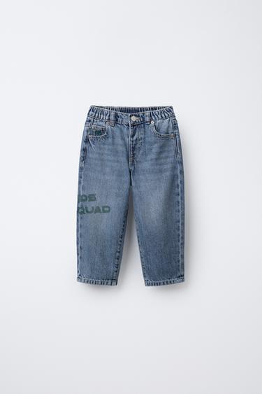 Zara Джинсы BAGGY с текстом купить с доставкой.