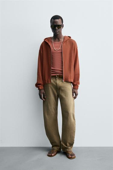 Zara Толстовка с капюшоном из ткани с открытой текстурой