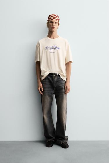 Zara Футболка с принтом и эффектом потертости купить с доставкой.