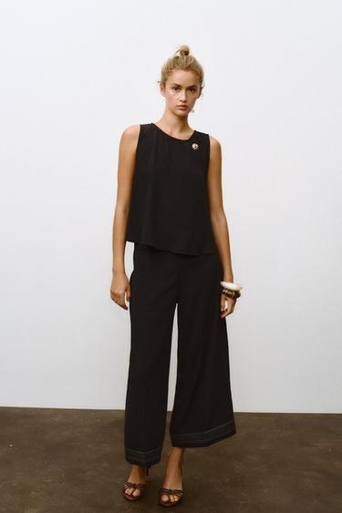 Zara Брюки-кюлоты с плиссированным низом