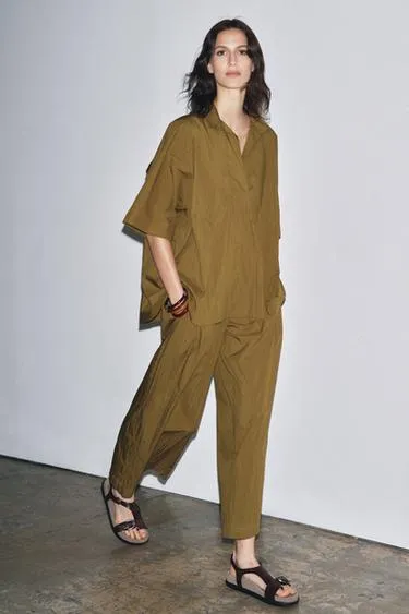 Брюки из поплина с защипами — ZW COLLECTION