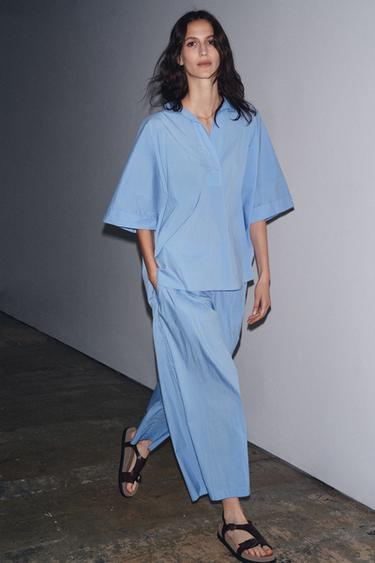 Zara Брюки из поплина с защипами — ZW COLLECTION