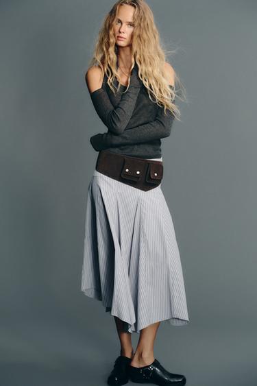 Zara Юбка миди в полоску