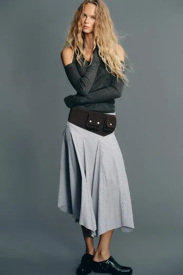 Юбка миди в полоску