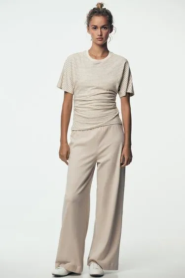 Футболка в стиле рустик со сборками- Заказать в России