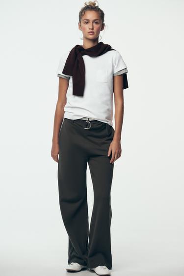 Zara Футболка из ткани с эффектом потертости с карманом купить с доставкой.