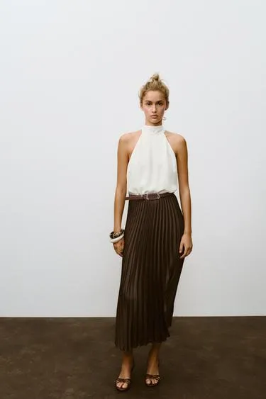 Плиссированное платье миди