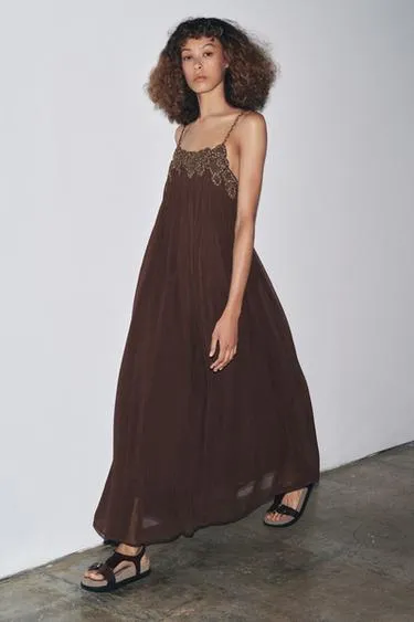 Длинное платье с вышивкой — ZW COLLECTION