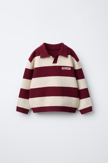 Zara Трикотажное поло в полоску в стиле варсити купить с доставкой.