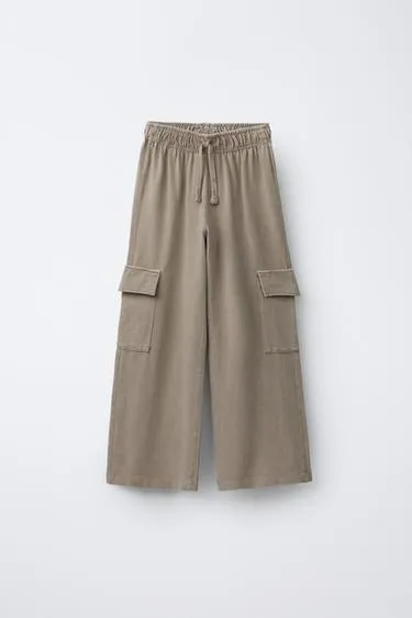 Брюки WIDE LEG карго с эффектом потертости