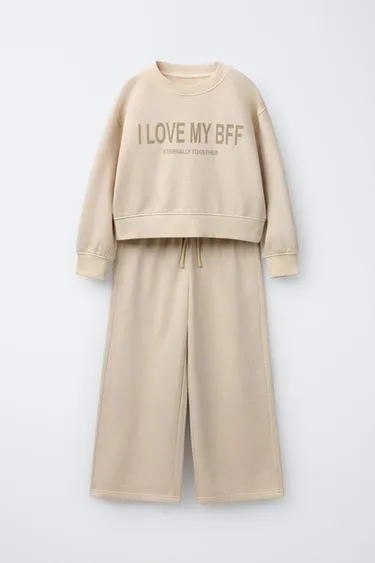 Комплект: толстовка и брюки WIDE LEG с текстом
