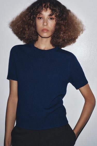 Zara Топ из 100% шерсти с короткими рукавами купить с доставкой.