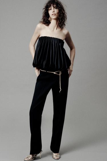 Zara Топ без бретелей со сборками — ZW COLLECTION