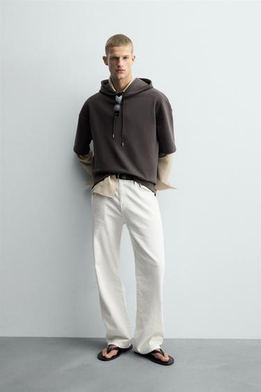 Zara Толстовка INTERLOCK с капюшоном и этикеткой