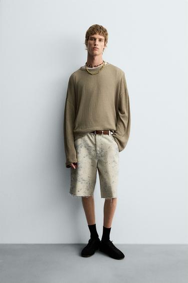 Zara Шорты-бермуды карго с абстрактным принтом