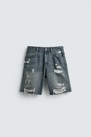 Zara Джинсовые шорты с дырками купить с доставкой.