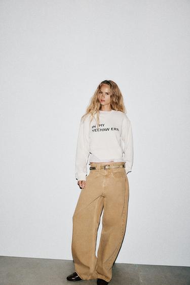 Zara Укороченная толстовка с надписью купить с доставкой.