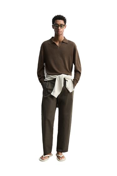 Zara Трикотажное поло из хлопка и конопли купить с доставкой.