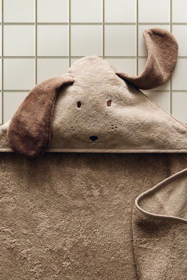 Zara Детский хлопковый полотенце с капюшоном в виде собаки