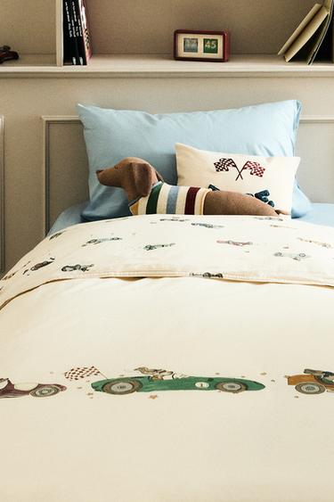 Zara Детское одеяло с изображением гонщика и собаки