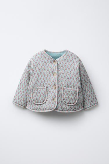 Zara Стеганая куртка с цветочным принтом