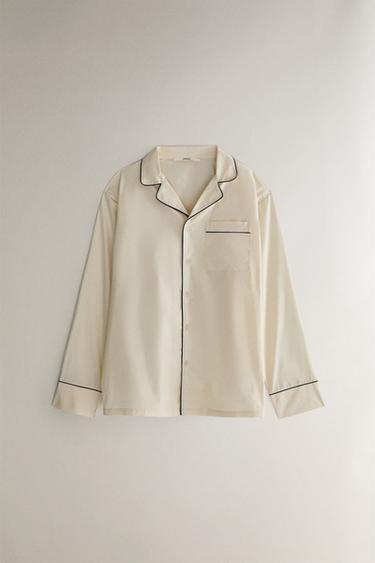 Zara Черная рубашка с отделкой купить с доставкой.