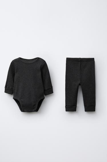 Zara Комплект из боди и легинсов вафельной текстуры
