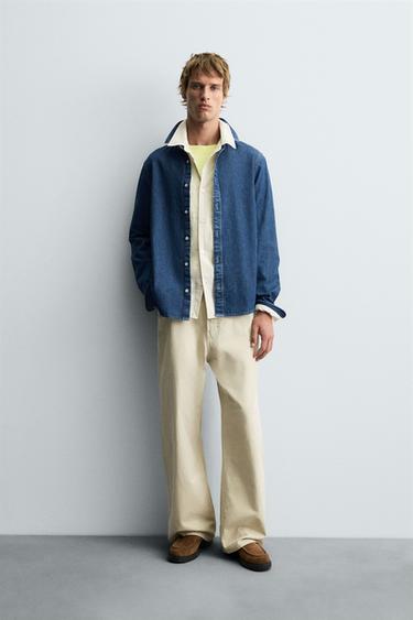 Zara Джинсовая рубашка с отделочной строчкой