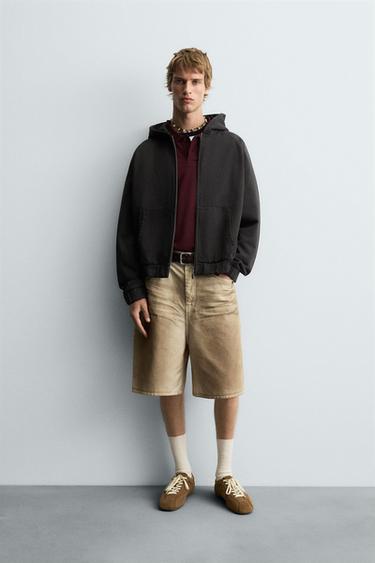 Zara Шорты-бермуды свободного кроя с выстиранным принтом купить с доставкой.