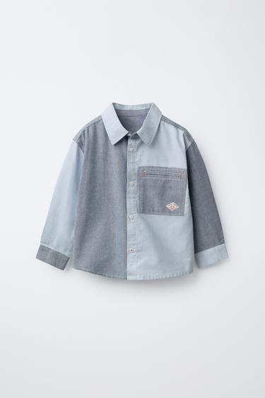 Zara Рубашка пэчворк OXFORD с карманом купить с доставкой.